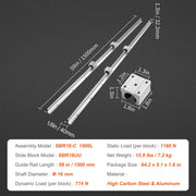 Load image into Gallery viewer, Amocart 2PCS Linear Guide Rails SBR12 SBR16 SBR20 800-2200mm &amp; 4PCS UU Bearing Blocks Smooth Motion for DIY Mills CNC Parts

