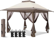 Load image into Gallery viewer, Customizable 13x13 Pop Up Gazebo with Mesh Netting,  Easy Set up Outdoor Gazebo Easy Up Screened Canopy for Patio and Backyard
