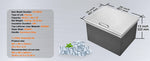 Amocart Drop in Ice Chest Stainless Steel Ice Cooler Commercial Ice Bin with Hinged Cover Outdoor Kitchen Ice Bar