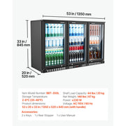 Charger l'image dans la visionneuse de galerie, Amocart 7.4/11.4 Cu. Ft Back Bar Cooler with LED Lighting Adjustable Shelves Low-E Glass Display Cooler for Beer Wine Drink
