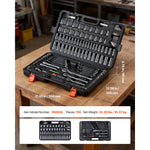 SucceBuy Mechanics Tool Set SAE and Metric Socket Set Wrenches Screwdriver Bits Accessories and Storage Case for Cars Repair