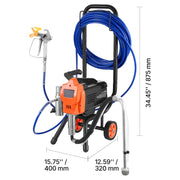 Load image into Gallery viewer, SucceBuy Stand Airless Paint Sprayer High Pressure Sprayer with Cart Cleaning Brush Hose Extension Rod Nozzles Paint Machine
