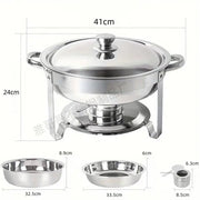 Charger l'image dans la visionneuse de galerie, Amocart 4 Pack Chafing Dish Buffet Set Stainless Steel Chafer w/4 Full Size Pan Round Catering Warmer Server for Party Banquets
