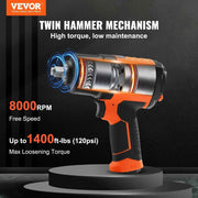 Load image into Gallery viewer, SucceBuy Lightweight 4.6 lb Design Pneumatic Impact Gun with 11-PCS 1/2-Inch Drive CR-V Steel Impact Socket Set &amp; Carrying Case
