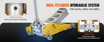 SucceBuy 3T/2T Floor Jack Aluminum Hydraulic Racing Floor Jack Hydraulic Car Jack with Dual Piston  Lift Pump for Auto Repaire