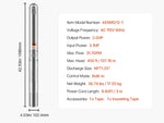 Amocart Deep Well Submersible Pump 1HP / 1.5HP / 2HP Output Power 230V/115V 31.7 GPM Flow for Industrial Irrigation & Home Use