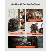 Bild in Galerie-Viewer laden, Amocart 65 Pockets Tool Bag Tool Backpack with Molded Base Electrician Jobsite Back Pack  for Repairman Tools Storage Organizer
