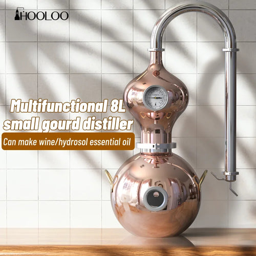 HOOLOO D8/15 Home Distiller Alcohol Distiller Hydrosol Essential Oil Still Copper Moonshine Apparatus Multifunctional Distiller