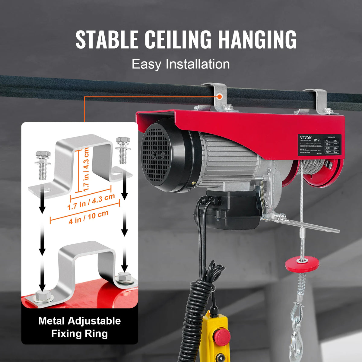 SucceBuy 200-800kg Electric Hoist with Wired/Wireless Remote Control Lifting Crane Cable Hoist Winch for Boat Garage Elevator Amocart