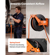 Load image into Gallery viewer, SucceBuy Retractable Air Hose Reel Auto Rewind Air-Compressor Hoses Reel with 5 ft Lead in Ceiling/Wall Mount Steel Double Arm
