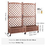 Amocart Wood Planter with Trellis  Outdoor Raised Garden Bed with Drainage Holesfor Vine Climbing Plants Flowers in Garden