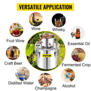 Load image into Gallery viewer, SucceBuy 3 5 8 13 Gal Alcohol Still Stainless Steel Alcohol Distiller Copper Tube Home Brewing Kit for DIY Whisky Wine
