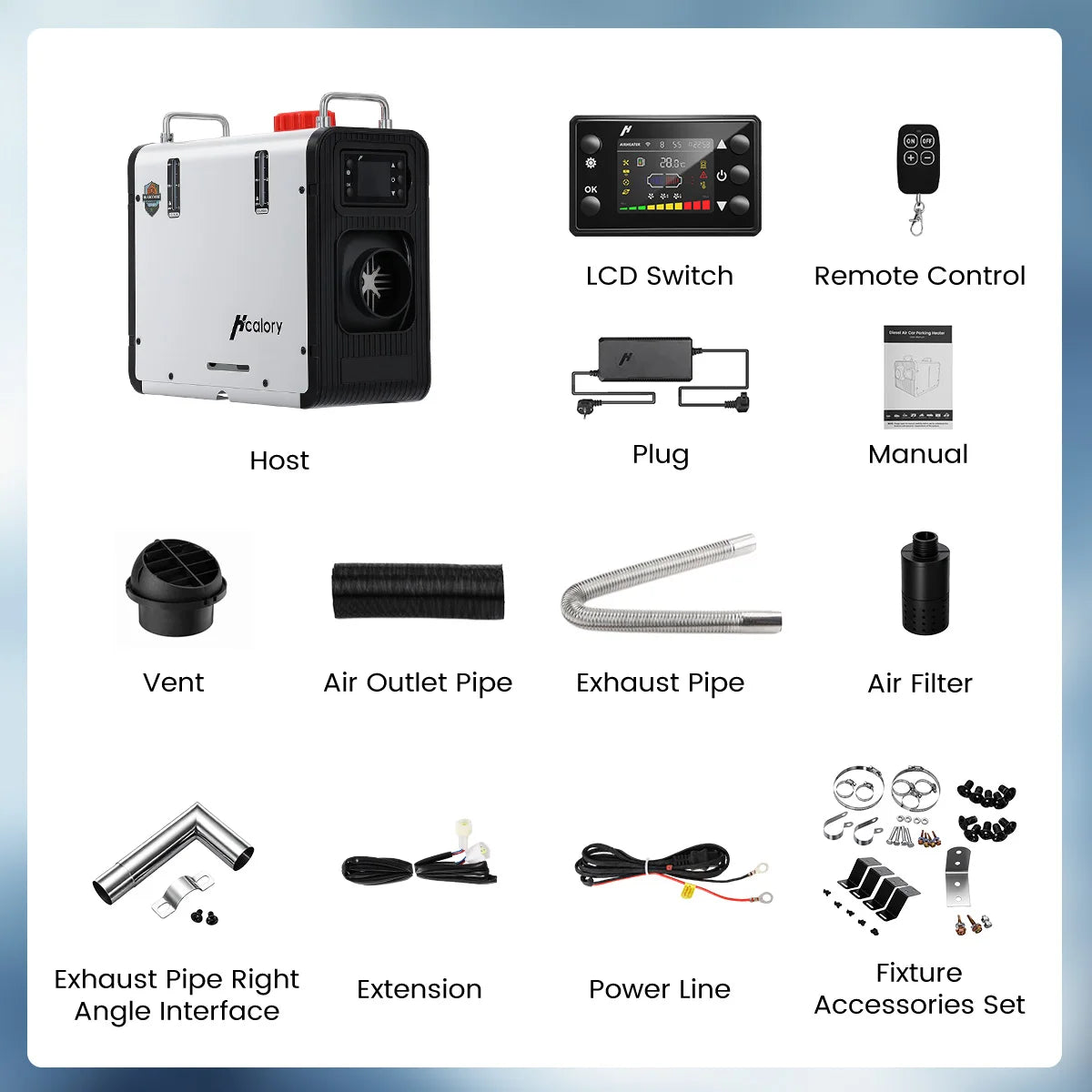 Hcalory HC2-S Diesel Air Heater 8KW 3.5L Built-in Tank Bluetooth Remote Thermostat DC12V/24V AC110-130V Portable Heating Unit for Camping Vehicle Amocart