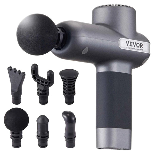 SucceBuy Mini Massage Gun Percussion Muscle Massage Gun for Athletes w/ 5 Speed Levels & 6 Massage Heads for Pain Relief Muscle