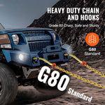 Amocart G80 V Towing Bridle Chain Towing with 15" J & Grab Hooks Transport Tow Chain Bridle for Flatbed Truck Wrecker Recovery