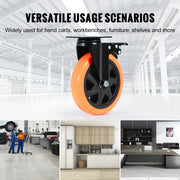 Charger l'image dans la visionneuse de galerie, SucceBuy 2-6in PVC Furniture Caster Wheels Set of 4 Swivel Plate Casters with Security A/B Lock Non-Marking for Cart Workbench

