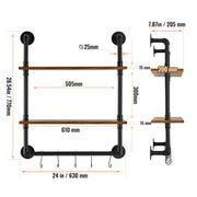 Load image into Gallery viewer, SucceBuy Industrial Pipe Shelf Wall-Mount Floating Rustic Wood Shelves Bracket Storage Rack Sundries Holder for Kitchen Bedroom - AMOCART
