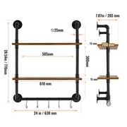 Load image into Gallery viewer, Amocart Industrial Pipe Shelf Wall-Mount Floating Rustic Wood Shelves Bracket Storage Rack Sundries Holder for Kitchen Bedroom
