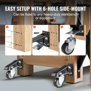 Load image into Gallery viewer, Amocart 2.5" Set of 4 Workbench Caster Wheels Side Mounted Retractable Stepdown Wheel 360° Swivel for Tables and Equipment
