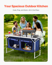 Load image into Gallery viewer, Amocart Camping Kitchen Table Folding Outdoor Cooking Table Aluminum Lightweight Portable Cook Station Foldable Camp Table
