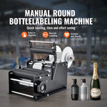 SucceBuy Manual Round Bottle Labeling Machine 15-20pcs/min Adjustable Labeler Bottles Diameter 0.78-4.72 in (with Pressing Bar)