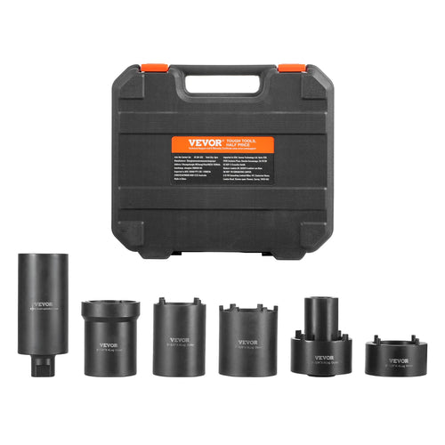 SucceBuy Spindle Nut Socket Tool Kit 1/2 inch Drive 6 Piece Axle Hub Nut Socket Set Vehicles Axle Spindle Nut Retainers Remover