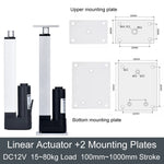 DHLA1300-A2 DC12V linear actuator 100MM~1000MM stroke 15kg/30kg/40kg/80kg load 10mm/s~66mm/s 30W electric lifting motor
