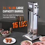 SucceBuy Manual Sausage Stuffer 7 L / 15 LBS Vertical Food-Grade 304 Stainless Steel for Home Kitchen Restaurant 23.2lbs