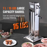 Load image into Gallery viewer, SucceBuy Manual Sausage Stuffer 7 L / 15 LBS Vertical Food-Grade 304 Stainless Steel for Home Kitchen Restaurant 23.2lbs - AMOCART
