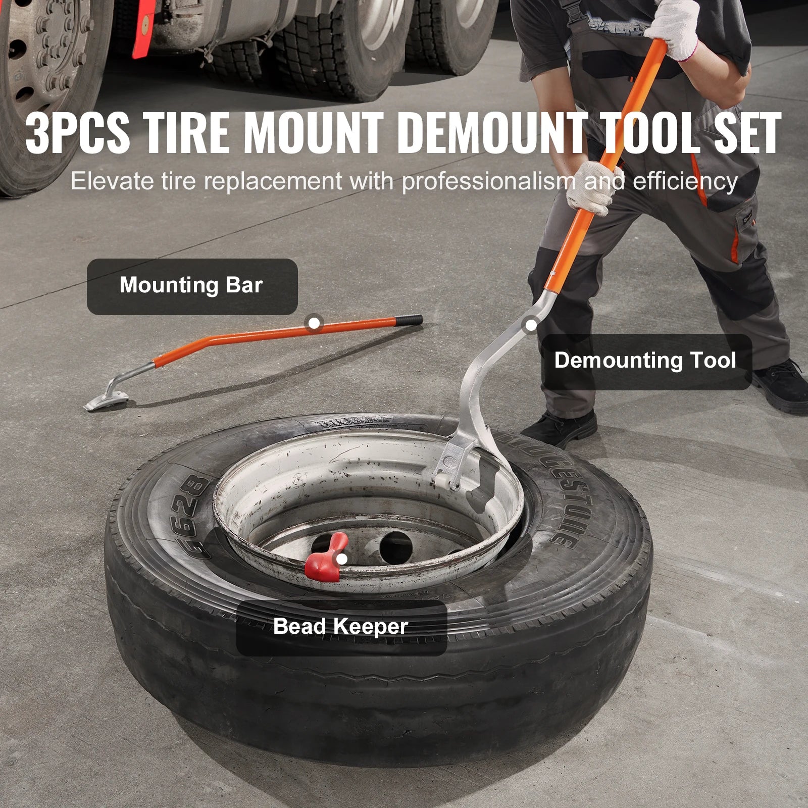 SucceBuy Tire Mount Demount Tool, 22.5"-24.5" Manual Steel Tire Changer Mount Demount Removal Tool, Tire Changing Tools for Car