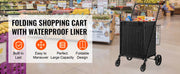 Charger l'image dans la visionneuse de galerie, Amocart Folding Shopping Cart w/ Removable Waterproof Liner 106/330LBS Large Capacity 360° Swivel Wheels Dense Metal Mesh Base
