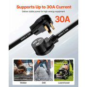 Load image into Gallery viewer, Amocart 30-Amp/50-Amp Generator Extension Cord 50 Foot 250 Volts 7500/12500 Watts Power Cable with Storage Bag for Generators
