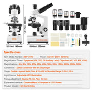 Load image into Gallery viewer, SucceBuy Compound Trinocular Microscope 40X-2500/40X-5000X Magnification Lab Microscope w/ LED Illumination &amp; External Interface
