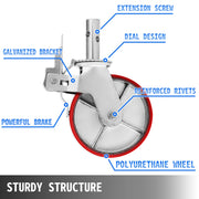 Load image into Gallery viewer, SucceBuy Set Of 4 Scaffolding Non Marking Polyurethane Swivel Caster Wheels 1100lb Cap On Iron with Lock Brake Roller Bearing - AMOCART
