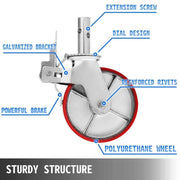 Load image into Gallery viewer, Amocart Set Of 4 Scaffolding Non Marking Polyurethane Swivel Caster Wheels 1100lb Cap On Iron with Lock Brake Roller Bearing
