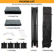 Load image into Gallery viewer, Pop Up Canopy with 4 Sidewalls, Beach Tent with One Push Setup, Outdoor Instant Tent with Wheeled Carry Bag, Portable Gazebo Shelter for Patio Deck Garden and Beach, 10x10 FT Canopy Cover
