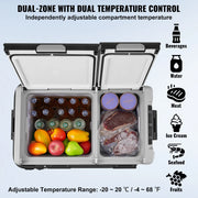 Load image into Gallery viewer, SucceBuy 58 L Portable Car Refrigerator Car Refrigerator Fridge Dual Zone Portable Freezer Compressor Cooler for Home, Outdoor
