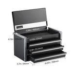 Amocart 8.6in 3 Drawers Metal Tool Box Portable Tools Chest with Feet Pads & Ball Bearing Powder Coated Tool Storage for Garage