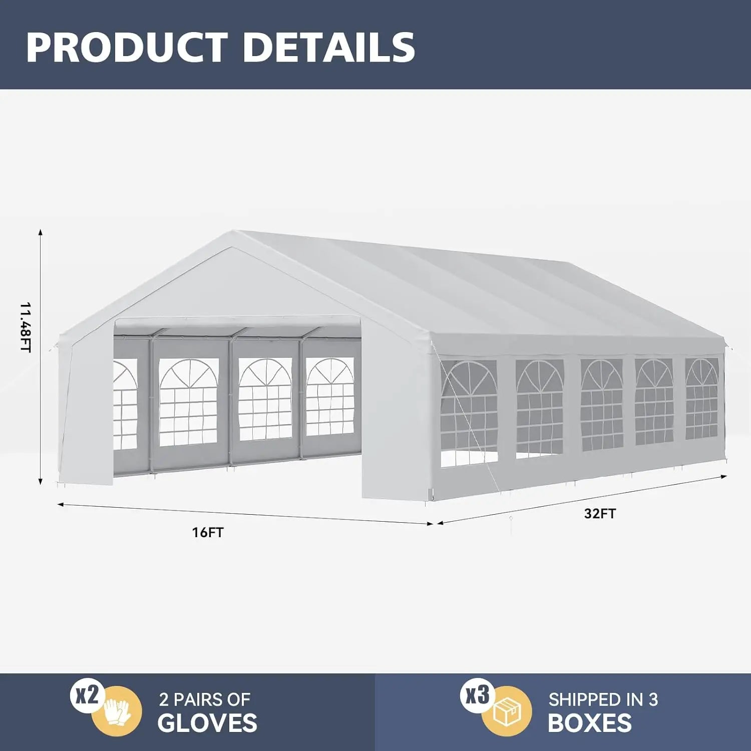 Party Tent 16x32 Canopy Heavy Duty, Waterproof Outdoor Event Tent with Removable Sidewalls & Roll-Up Door, Portable, Customized