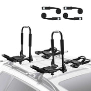 Charger l'image dans la visionneuse de galerie, Porte-kayak SucceBuy 2 paires barres en J Porte-bagages souple Pliant rapide Montage supérieur Support d'arrimage pour planche de surf, canoë, ski
