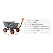 Bild in Galerie-Viewer laden, Amocart Dump Cart Poly Garden Dump Cart Easy to Assemble Steel Frame Dump Wagon with 2-in-1 Convertible Handle Safe Transport
