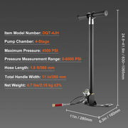 Load image into Gallery viewer, SucceBuy PCP Hand Pump 4 Stage 30Mpa 4500PSI High Pressure Air Rifile Filling Stirrup Pump for Airguns, Paintball Filling, Tire
