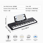 Amocart 61 Key Digital Keyboard Piano Electric Portable Piano 200 Tones 200 Rhythms or 600 Tones 500 Rhythms for Beginner Use