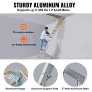 Load image into Gallery viewer, SucceBuy Attic Ladder Foldable 350pound  22.5" x 63" Multi-Purpose Aluminium Extension Light Fits 9.5'-12' Ceiling Heights
