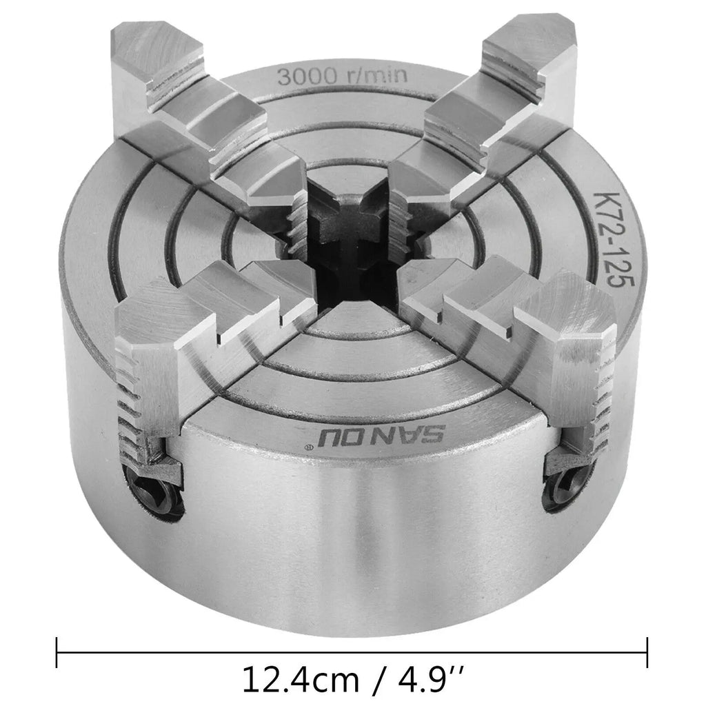 SucceBuy K72-125 Lathe Chuck 5 Inch 4-Jaw Independent Reversible Jaw Metal Lathe Chuck Turning Machine Accessories, Lathes Use