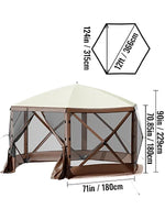 Amocart Pop-up Camping Gazebo Camping Canopy Shelter 6 Sided 12' x 12' / 10' x 10' Sun Shade Tents & Canopies Camping & Hiking