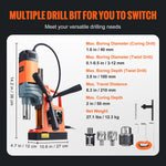 Amocart 1300W/1400W Magnetic Drill Press 2" Electric Drilling Machine 1-Second Quick Release Power Drill