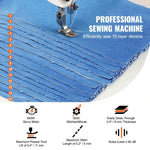 Amocart Industrial Sewing Machine Upgraded 550W Servo Motor with Table Stand 5000s.p.m Heavy Duty Lockstitch Sewing Machine