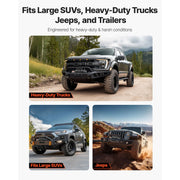 Bild in Galerie-Viewer laden, Amocart 13500 lbs Electric Winch 12V Synthetic Rope Car Winch with Wired Wireless Control for Towing SUV Off-Road Jeep Trailer
