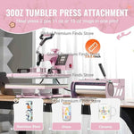 Amocart Heat Press Machine 12x15inch  8in 1 Heat Transfer Machine 360° Swing Away T-Shirt for T-Shirts/Mugs/Hats/Plates Pink